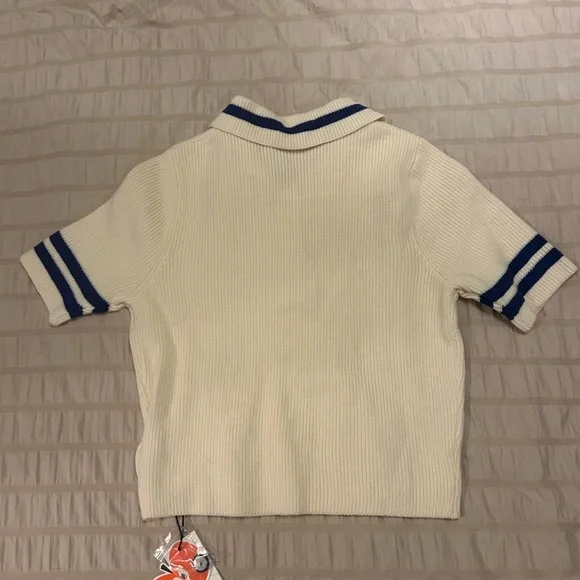 NWT - CIDER Knit Sweater Polo Collar with Buttons and Blue Stripes - XS - Picture 6 of 8